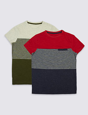 2 Pack Striped Tops (3-14 Years) Image 2 of 5