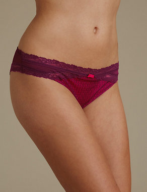 2 Pack Texture &  Lace Brazilian Knickers Image 2 of 4