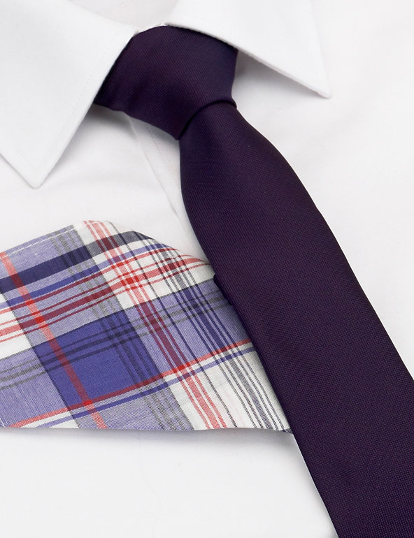 2 Pack Textured Tie with Handkerchief Image 1 of 1