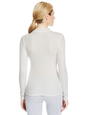 2 Pack Thermal Polo Neck Pointelle Tops Image 2 of 3