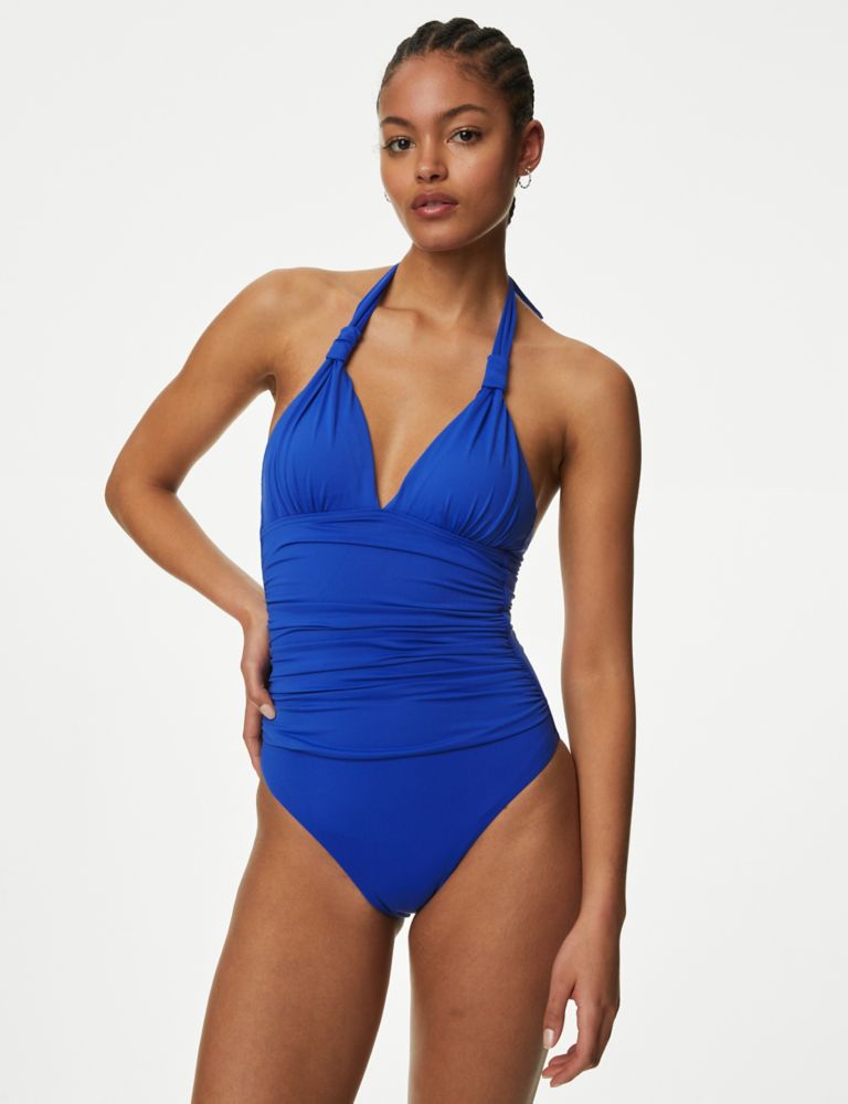 2 Pack Tummy Control Plunge Halterneck Swimsuit 3 of 5