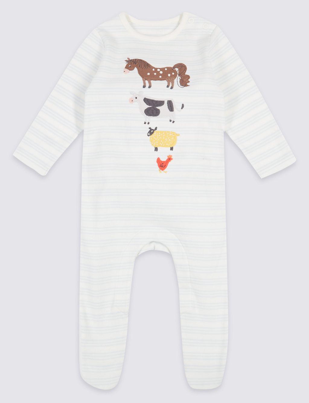 2 Pack Unisex Pure Cotton Sleepsuits 1 of 9