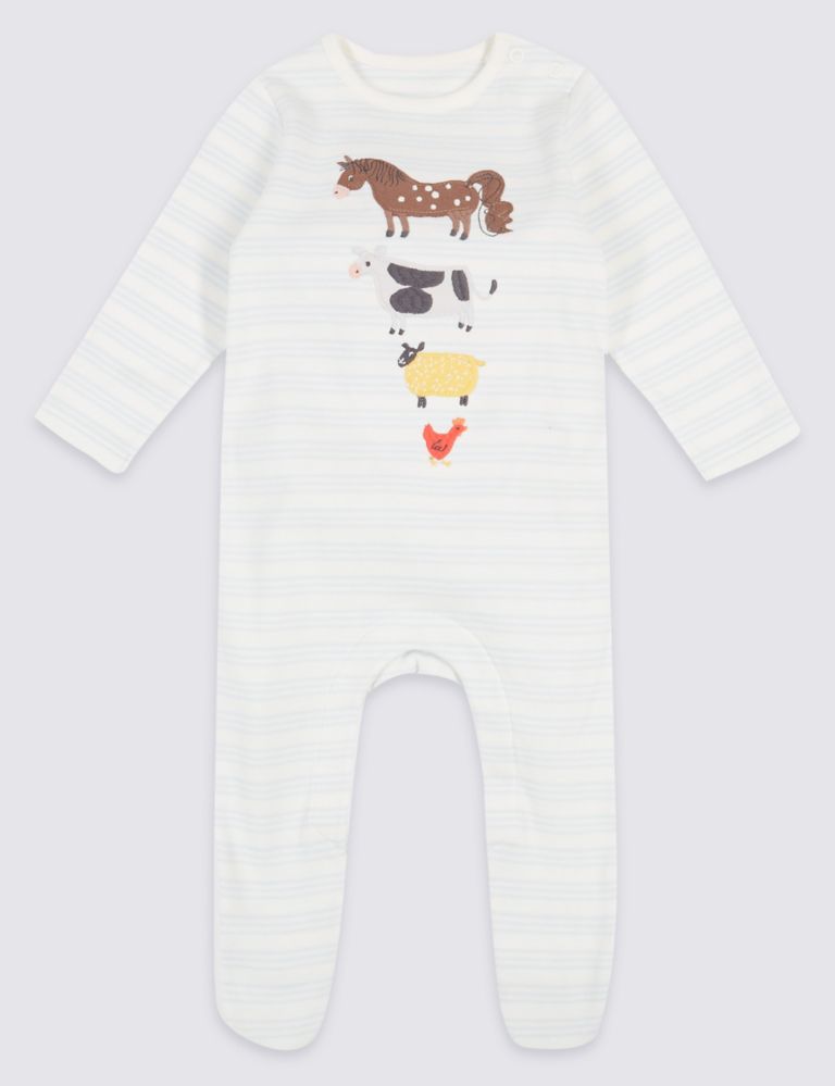 2 Pack Unisex Pure Cotton Sleepsuits 2 of 9