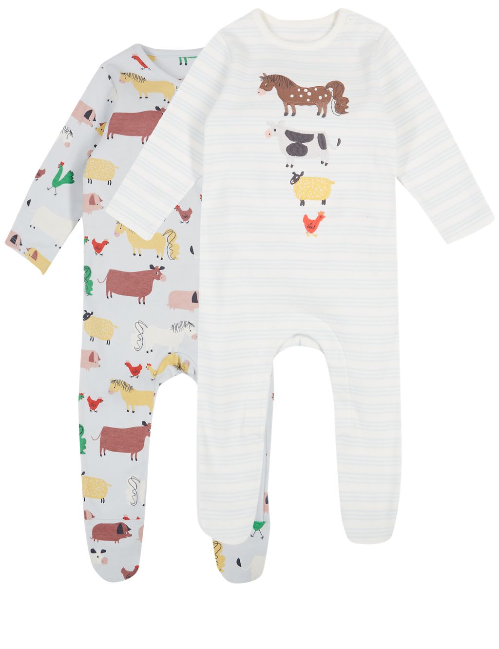 2 Pack Unisex Pure Cotton Sleepsuits 9 of 9