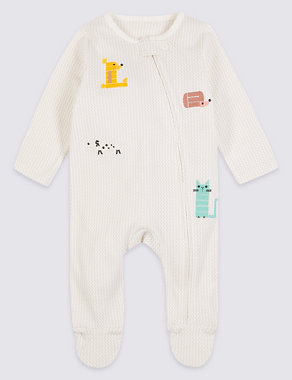 2 Pack Zipped Animal Applique Sleepsuits Image 2 of 7