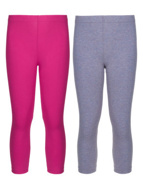 2 Pack of Assorted Coloured Leggings (5-14 Years) Image 2 of 4