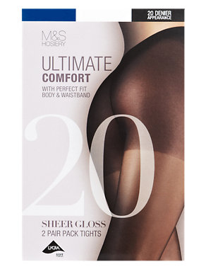 2 Pair Pack 20 Denier Ultimate Comfort Gloss Tights Image 2 of 4