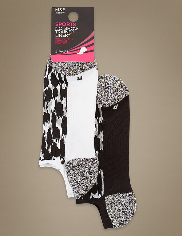 2 Pair Pack Animal Print Trainer Liner Socks Image 1 of 2