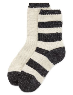 2 Pair Pack Ankle High Assorted Socks with Wool | M&S Collection | M&S