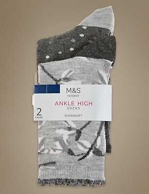2 Pair Pack Ankle High Socks Image 2 of 3