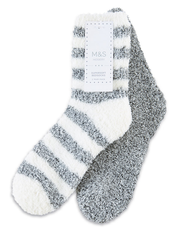 2 Pair Pack Assorted Cosy Bed Socks Image 1 of 2