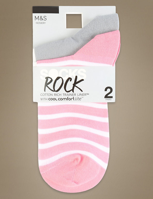 2 Pair Pack Assorted Trainer Liner Socks Image 1 of 2