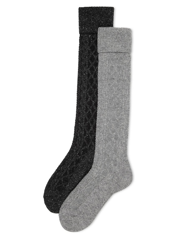 2 Pair Pack Cable Design Knee Highs Image 1 of 1