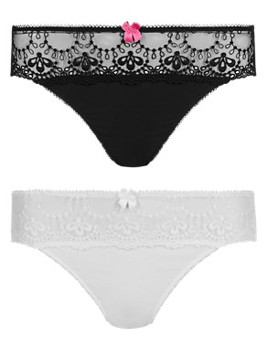 2 Pair Pack Embroidered Thongs Image 2 of 5