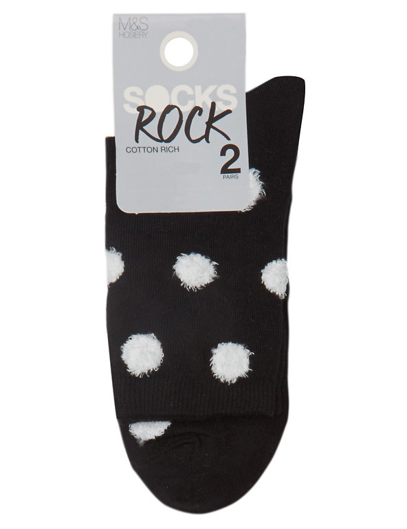 2 Pair Pack Fluffy Spotted Socks Image 1 of 2