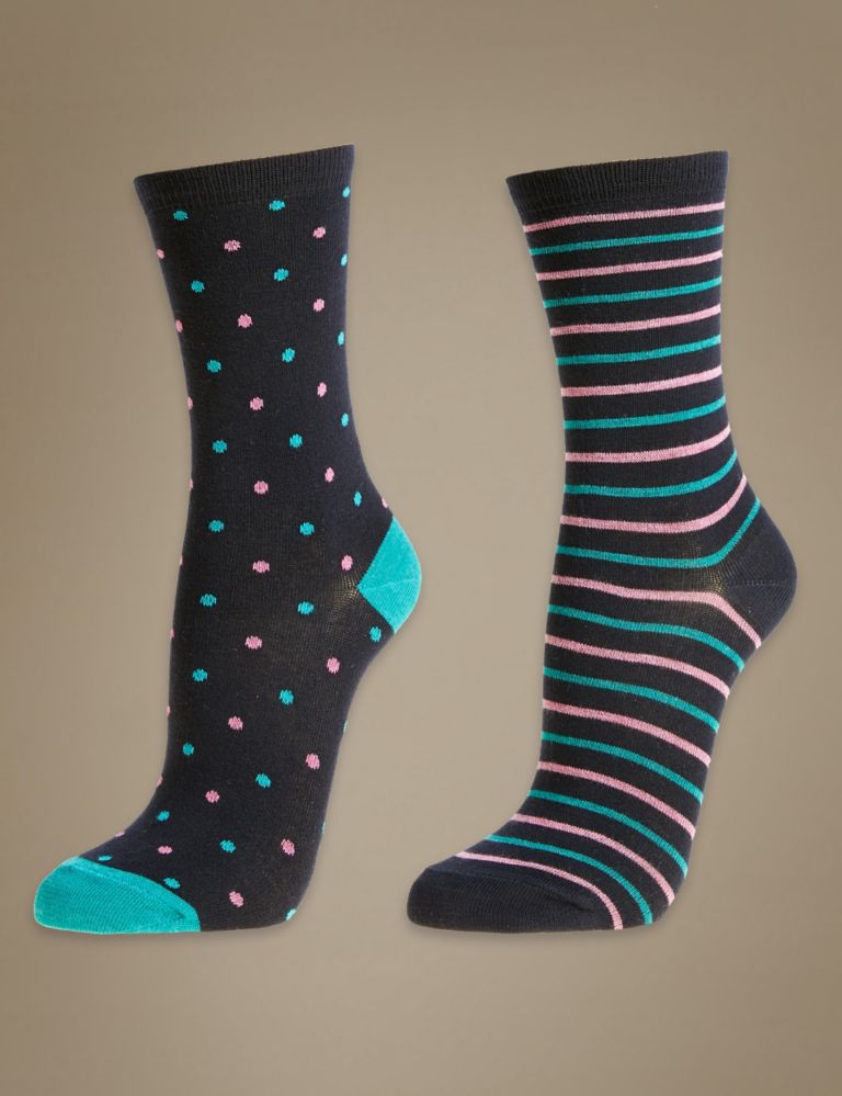 2 Pair Pack Heatgen™ Pattern Ankle High Socks 1 of 2