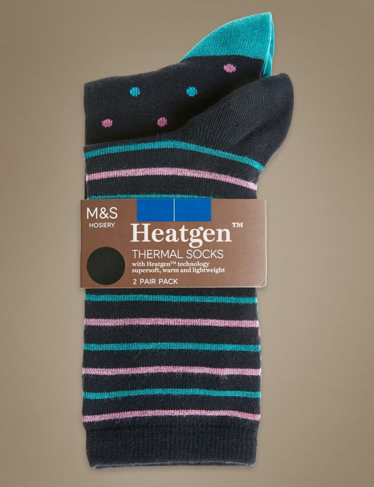 2 Pair Pack Heatgen™ Pattern Ankle High Socks 2 of 2