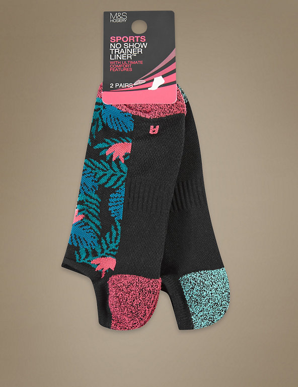 2 Pair Pack No Show Tropical Trainer Liner™ Socks Image 1 of 2