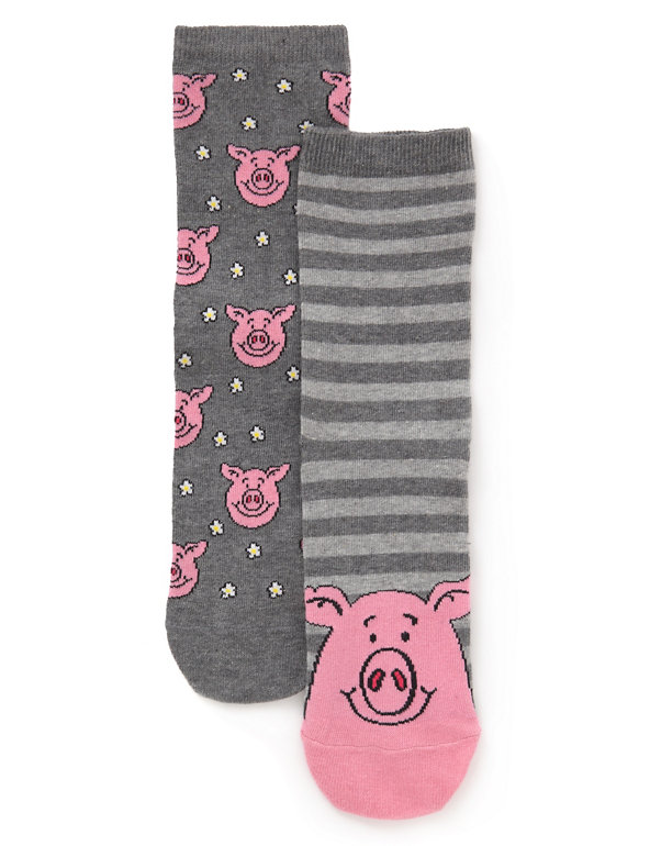 2 Pair Pack Rich Percy Pig™ Socks Image 1 of 1