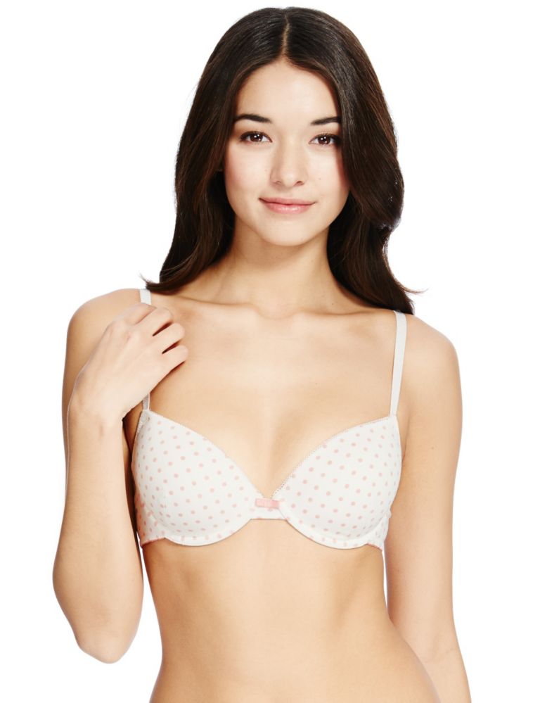 2 Pair Pack Spotted Padded Plunge Bras A-DD 1 of 5