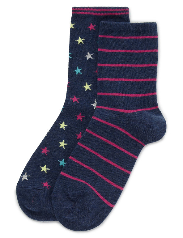 2 Pair Pack Star & Striped Socks Image 1 of 1
