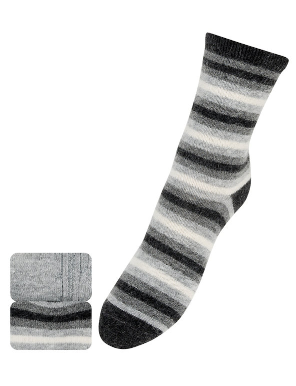 2 Pair Pack Stripe Angora Ankle Socks Image 1 of 1