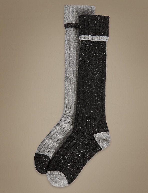 2 Pair Pack Textured Thermal Knee High Socks Image 1 of 2