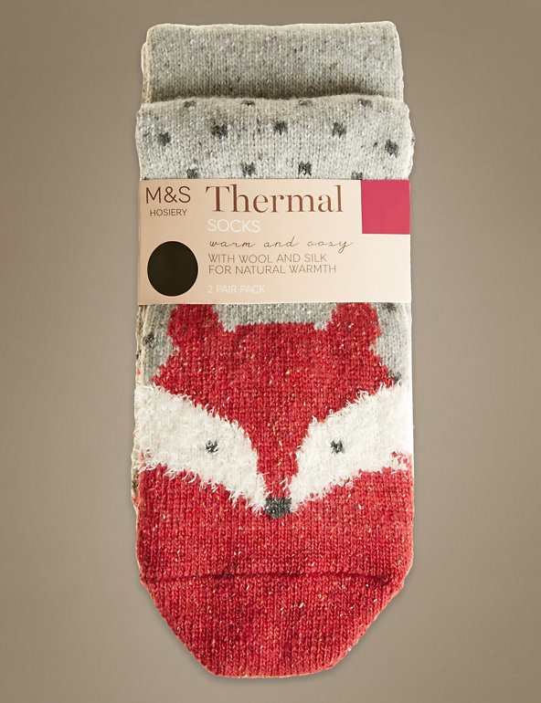 2 Pair Pack Thermal Socks Image 1 of 2
