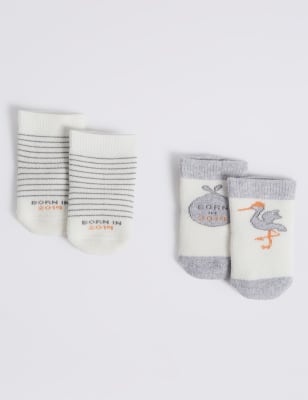 2 Pairs Of Born In 2019 Baby Socks M S