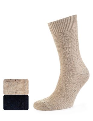 2 Pairs of Cable Knit Socks with Wool Image 1 of 1