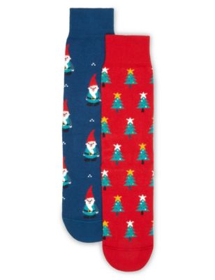 2 Pairs of Christmas Assorted Socks Image 1 of 1