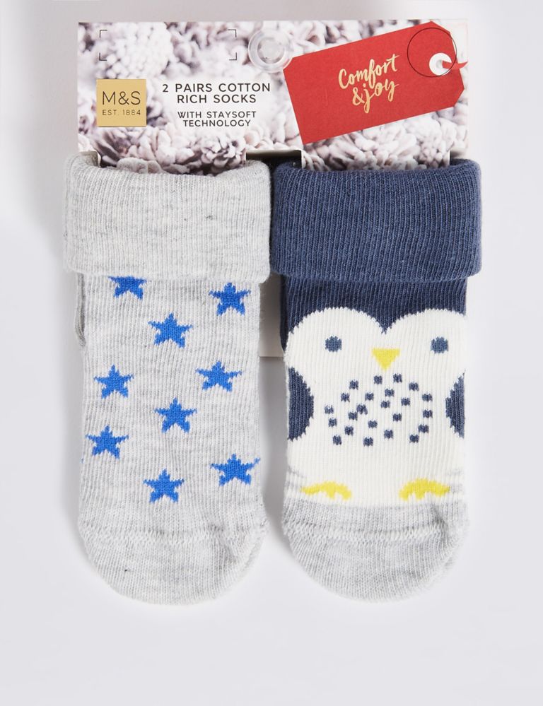 2 Pairs of Cotton Rich Socks (0-24 Months) 2 of 2