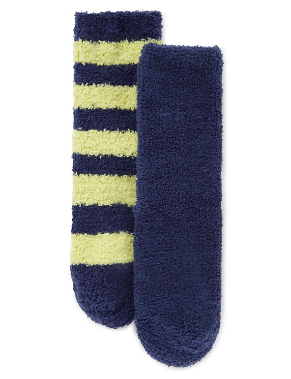2 Pairs of Freshfeet™ Assorted Cosy Slipper Socks with Silver Technology (5-14 Years) Image 1 of 2
