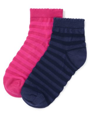2 Pairs of Freshfeet™ Striped Socks with Silver Technology (5-14 Years) Image 1 of 1