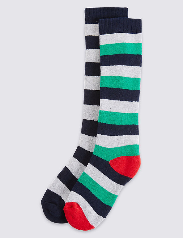 2 Pairs of Freshfeet™ Striped Welly Socks (2-11 Years) Image 1 of 1