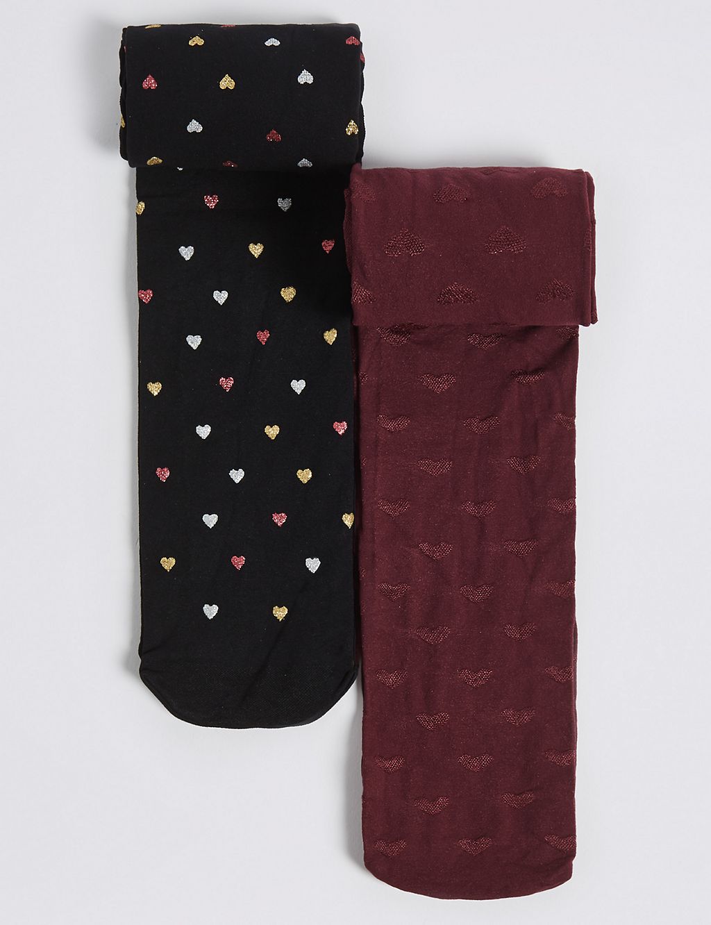 2 Pairs of Mulberry Heart Opaque Tights (4-14 Years) 1 of 1