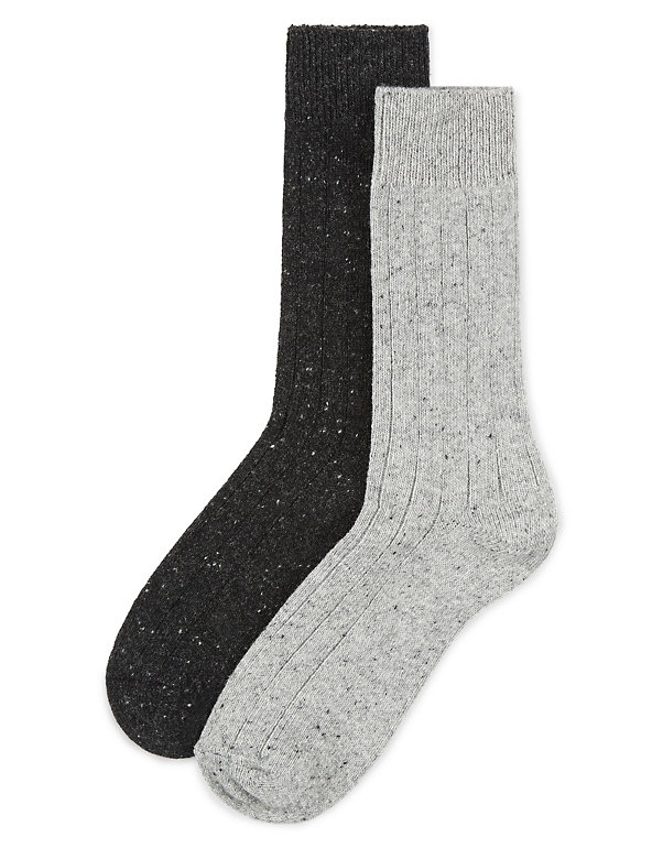 2 Pairs of Ribbed Socks with Wool Image 1 of 1