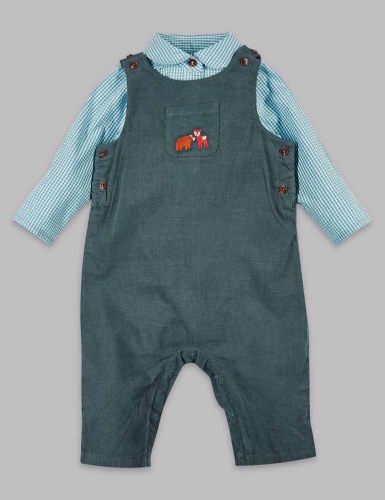 2 Piece Cord Dungarees & Woven Bodysuit Outfit 1 of 7