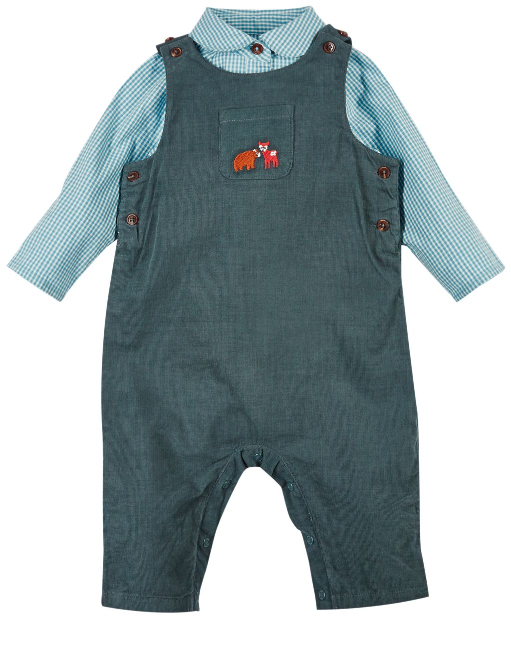 2 Piece Cord Dungarees & Woven Bodysuit Outfit 4 of 7