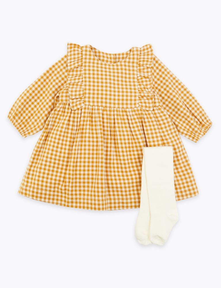 2 Piece Cotton Gingham Dress (0-3 Yrs) 1 of 5