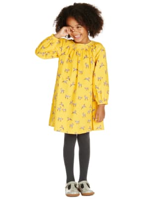 2 Piece Cotton Rich Deer Print Corduroy Dress & Tights Outfit (1- 7 Years) Image 1 of 3