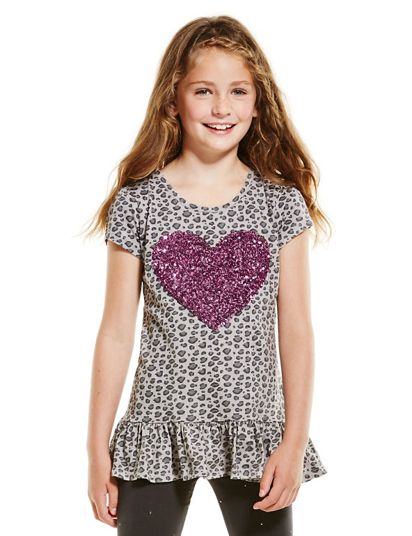 2 Piece Cotton Rich Leopard Print Top & Leggings Girls Outfit (5-14 Years), Indigo Collection