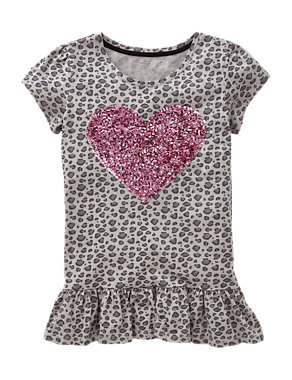 2 Piece Cotton Rich Leopard Print Top & Leggings Girls Outfit (5-14 Years) Image 2 of 5
