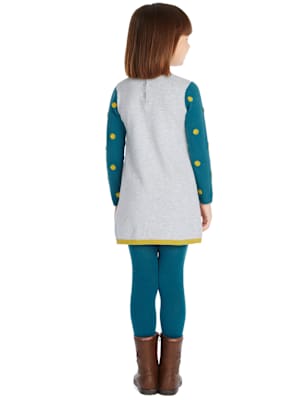 2 Piece Cotton Rich Owl Knitted Dress & Tights Outfit (1-7 Years) Image 3 of 3