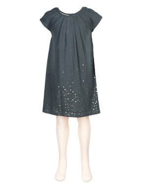 2 Piece Cotton Rich Sequin Embellished Dress & Tights Outfit Image 2 of 5
