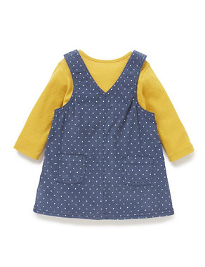 2 Piece Cotton Rich Spotted Corduroy Pinafore & Bodysuit Image 2 of 4