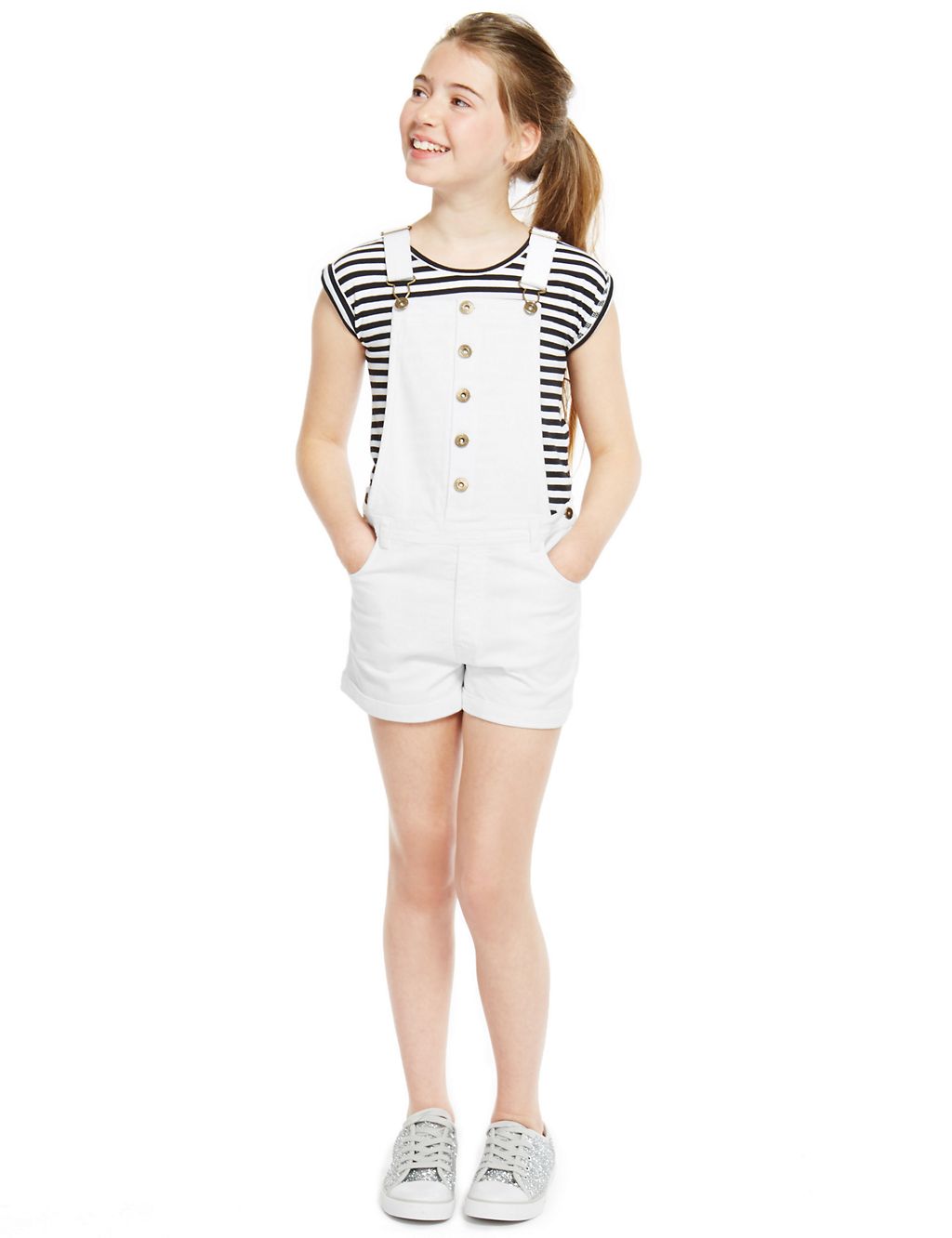 2 Piece Cotton Rich T-Shirt & Dungaree Outfit (5-14 Years) 3 of 4