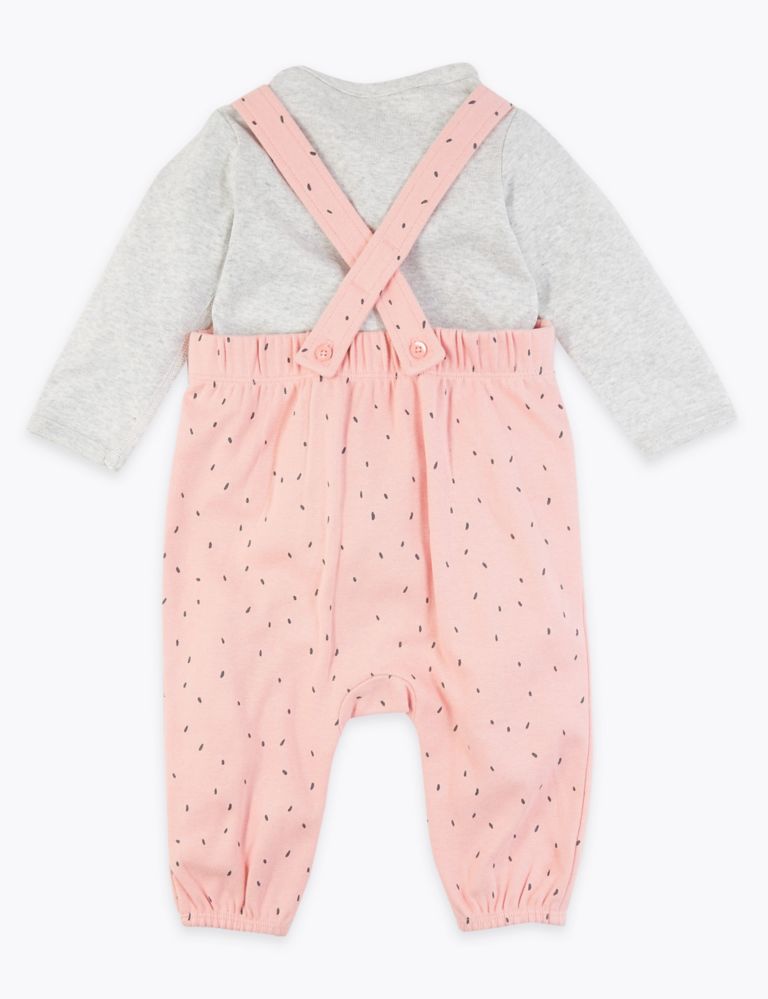2 Piece Cotton Spotted Dungaree Outfit (0-3 Yrs) 2 of 5