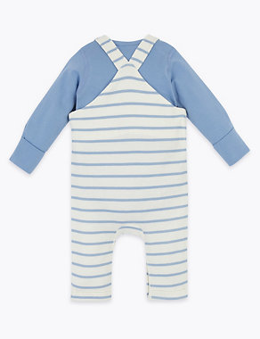 2 Piece Cotton Striped Dungarees (0-12 Mths) Image 2 of 6