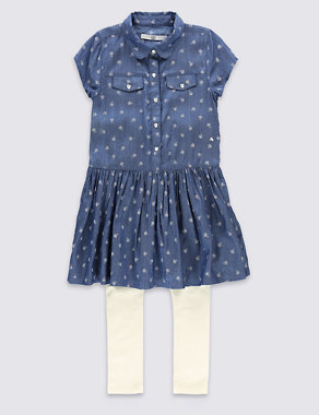 2 Piece Denim Dress & Leggings Outfit (1-7 Years) Image 2 of 3